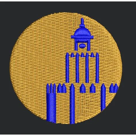 Blue Building Embroidery Design