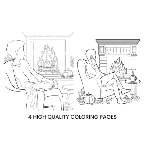Relaxing Fireplace Scenes Coloring Books