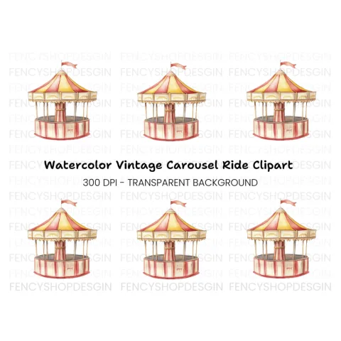 Whimsical Carnival Merry Go Round Clipart Bundle