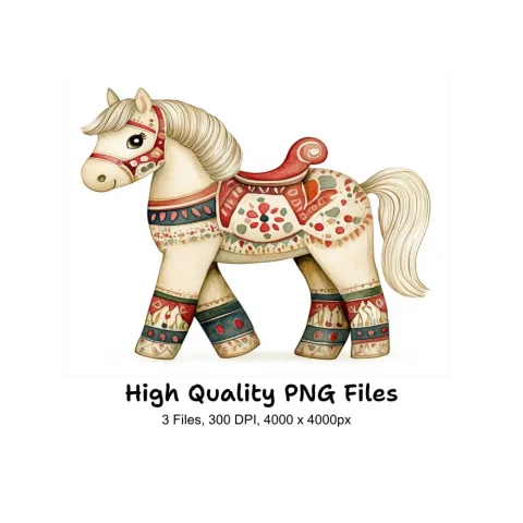 Cute Folk Horse Clipart Bundle