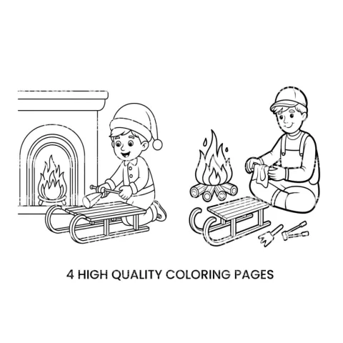 Christmas Sleigh Repair Coloring Books