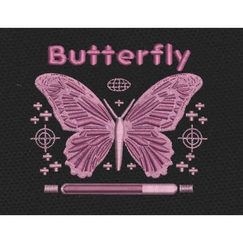 Butterfly Graphic Pink Embroidery Design