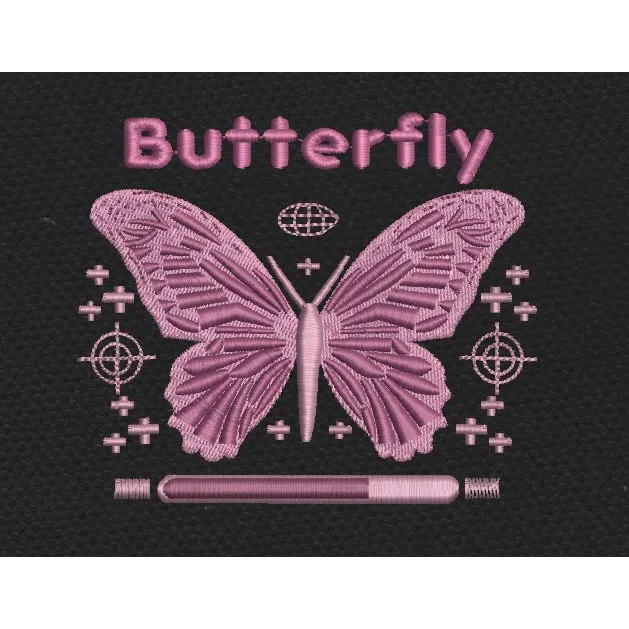 Butterfly Graphic Pink Embroidery Design
