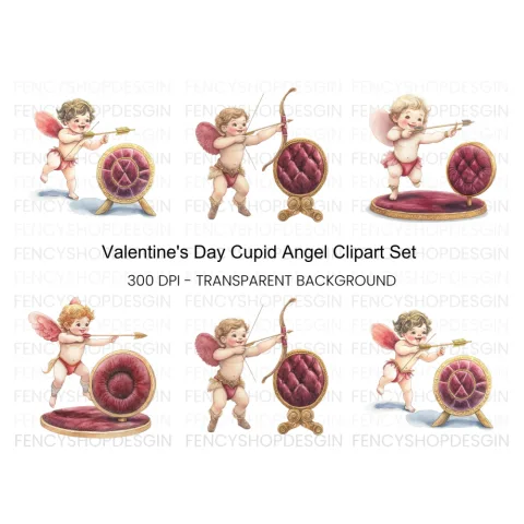 Cute Cupid Valentine Day Clipart Bundle