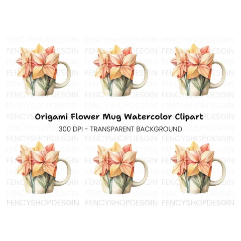Origami Flowers Clipart Bundle