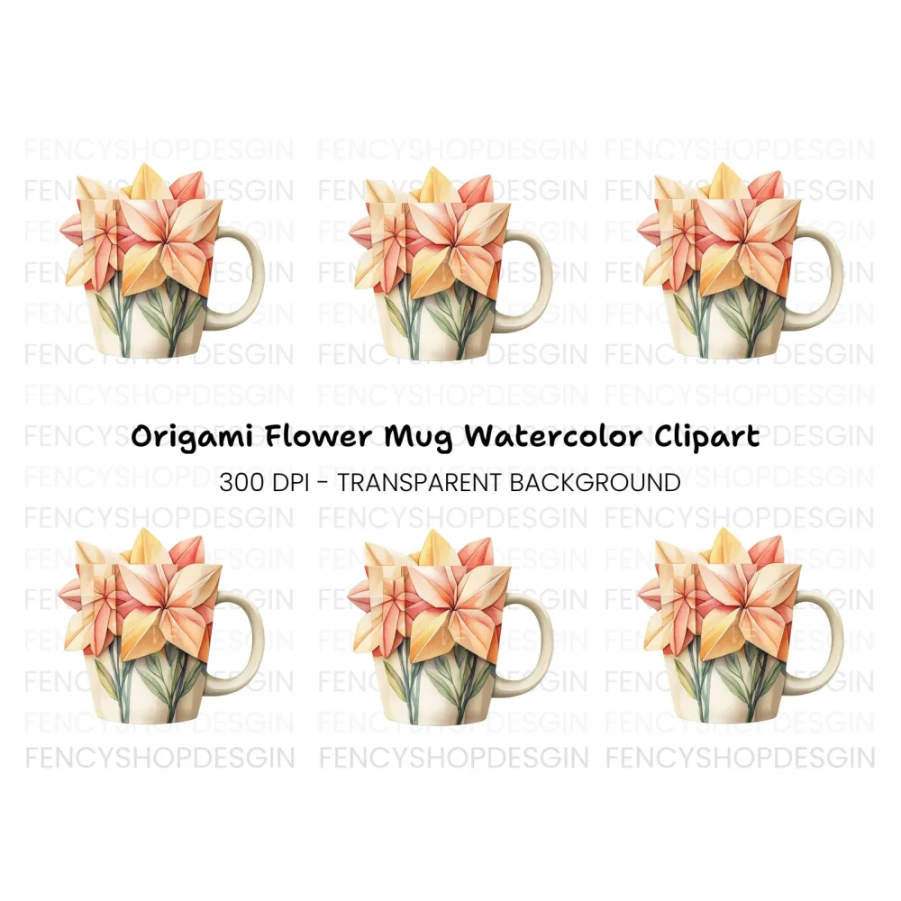Origami Flowers Clipart Bundle