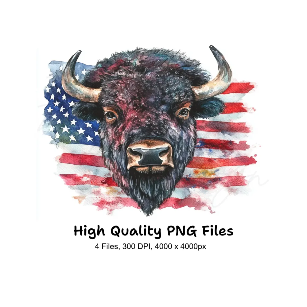 Bison American Flag Clipart Bundle