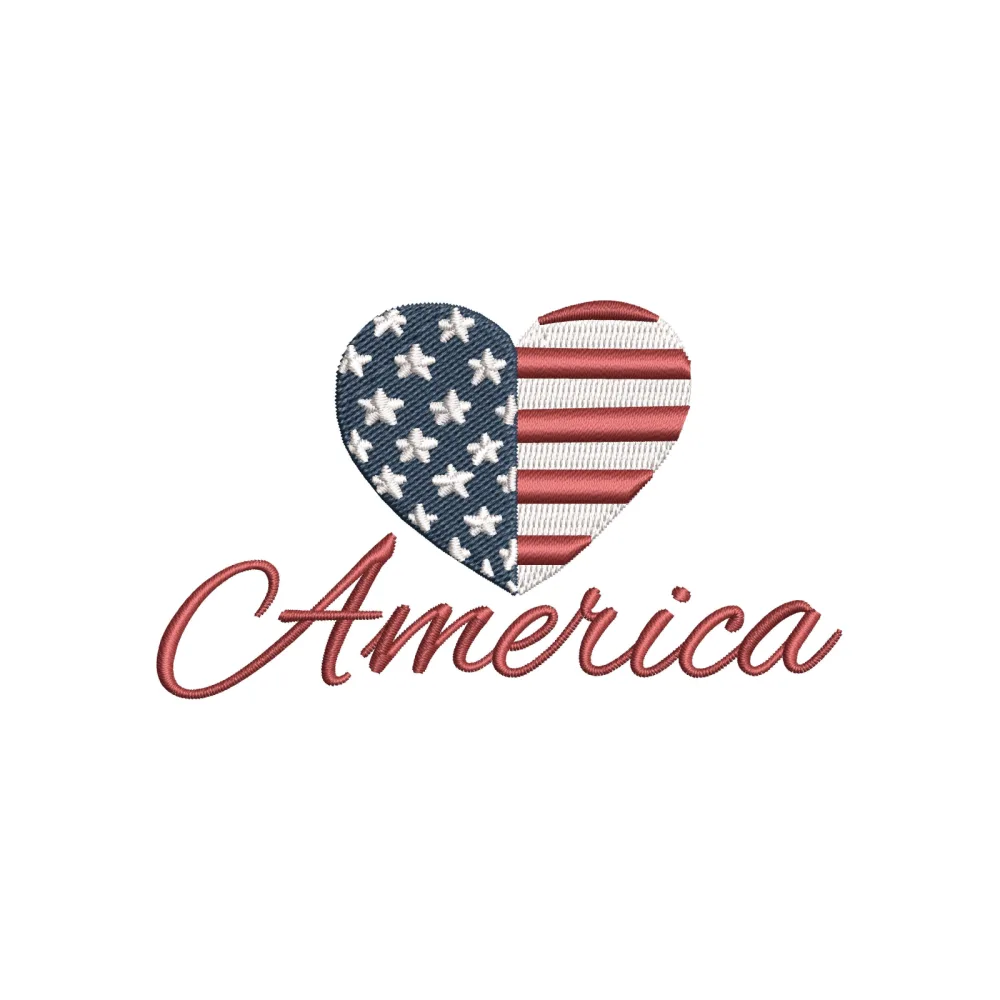 America Love Embroidery Design