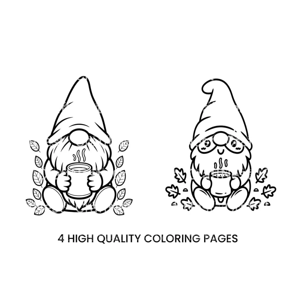 Autumn Gnomes with Hot Drinks Coloring Books
