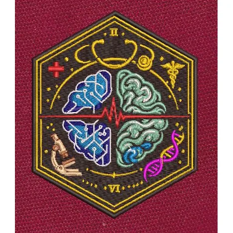 Brain Hexagon Multicolor Embroidery Design