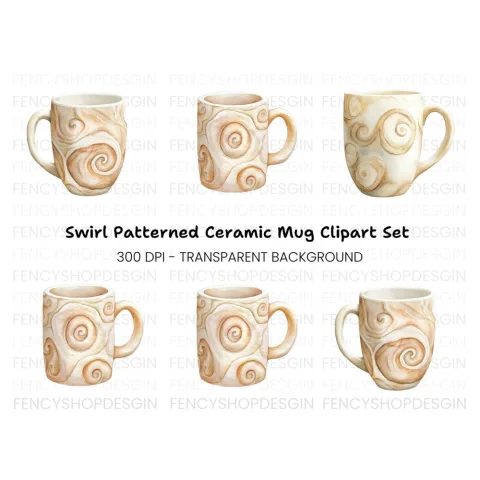 Swirl Pattern Coffee Clipart Bundle