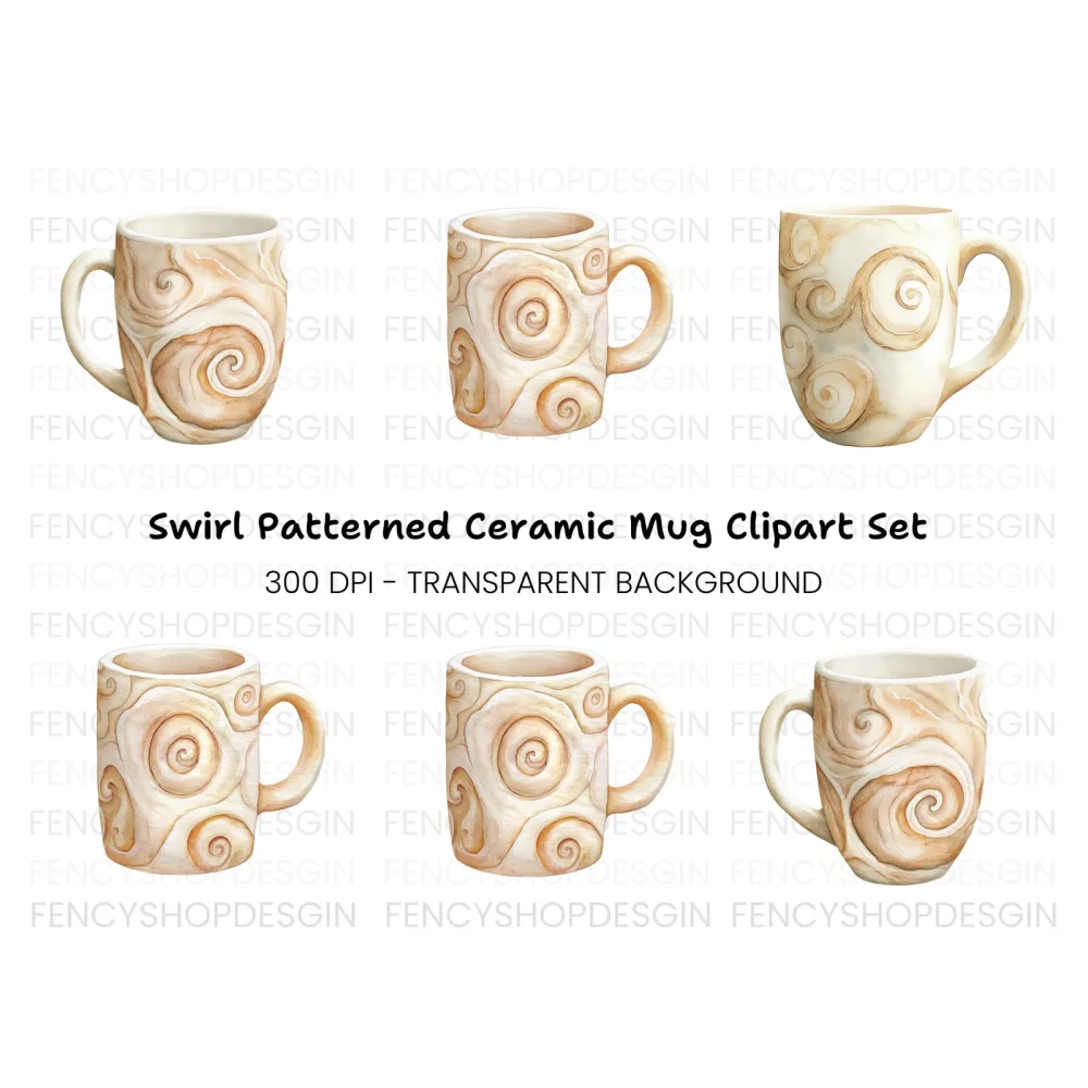 Swirl Pattern Coffee Clipart Bundle