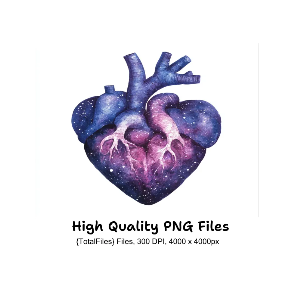 Cosmic Anatomical Heart Clipart Bundle