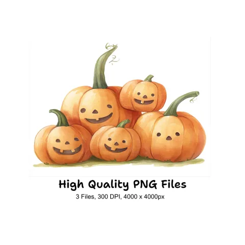 Stacked Happy Halloween Pumpkin Clipart Bundle