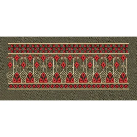 Floral Jacquard Woven Golden Lines Embroidery Design