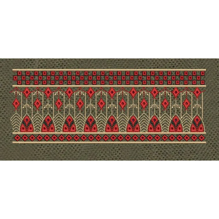 Floral Jacquard Woven Golden Lines Embroidery Design