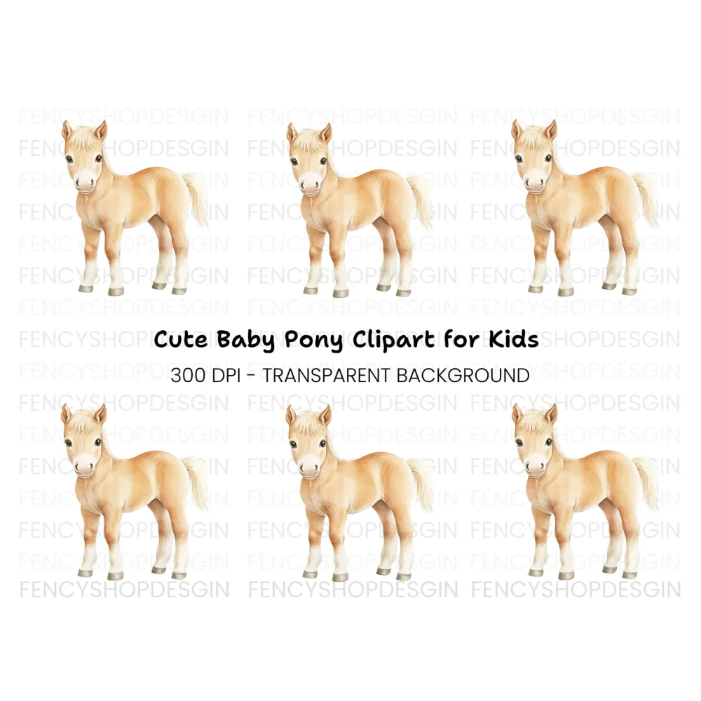 Adorable Palomino Foal Clipart Bundle
