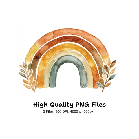 Autumn Floral Rainbow Clipart Bundle