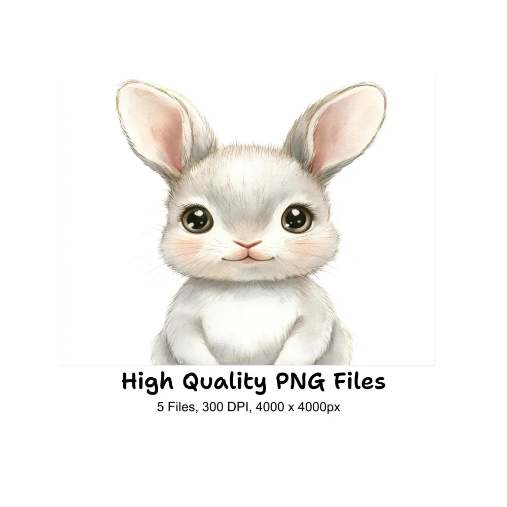 Cute Baby Bunny Faces Clipart Bundle