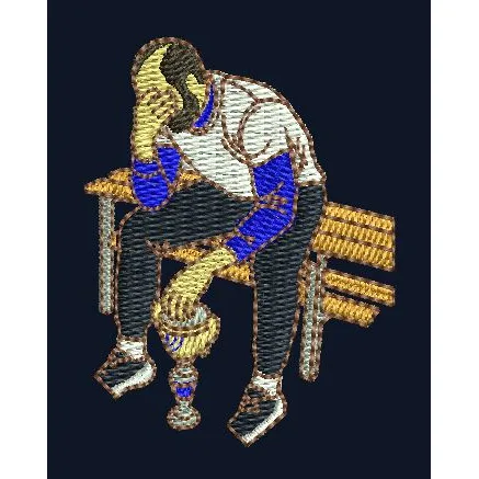 Defeated Athlete Bench Embroidery Design