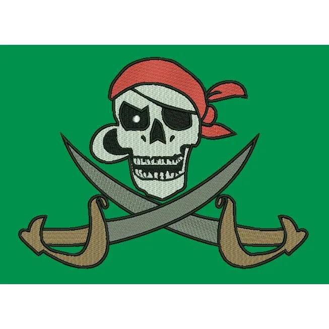 Pirate Skull Swords Embroidery Design