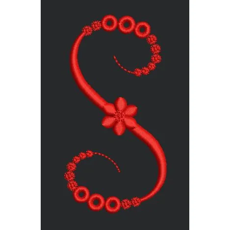 Floral Red Colour Embroidery Design