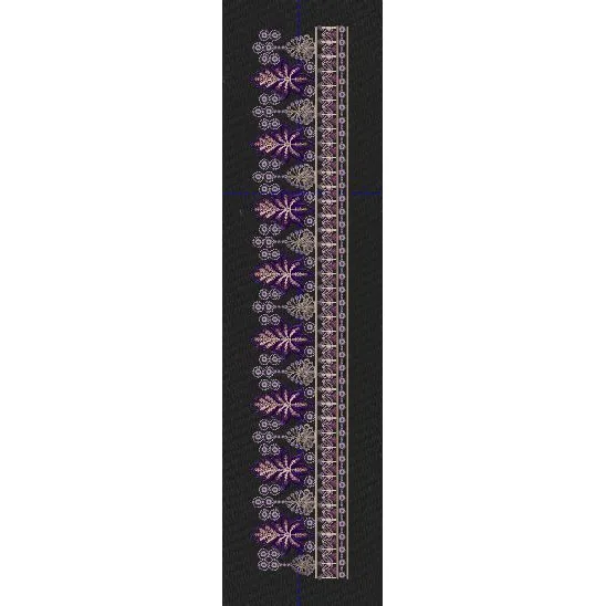 Royal Purple Buta Tree Border Black & Purple Gold Embroidery Design