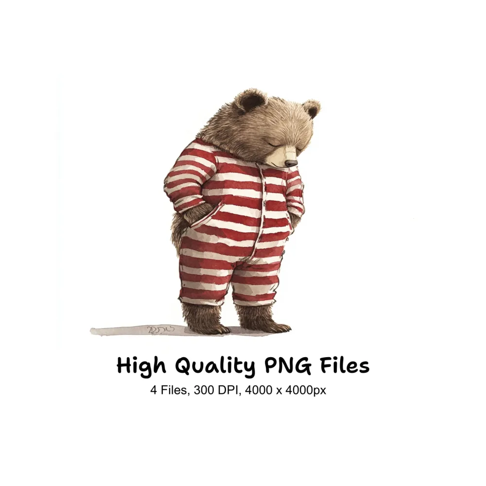 Tired Bear Kids Clipart Bundle