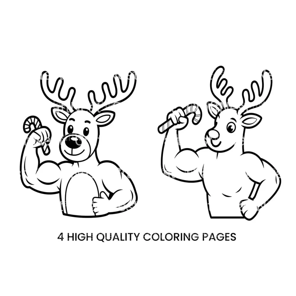 Strong Reindeer Workout Coloring Books
