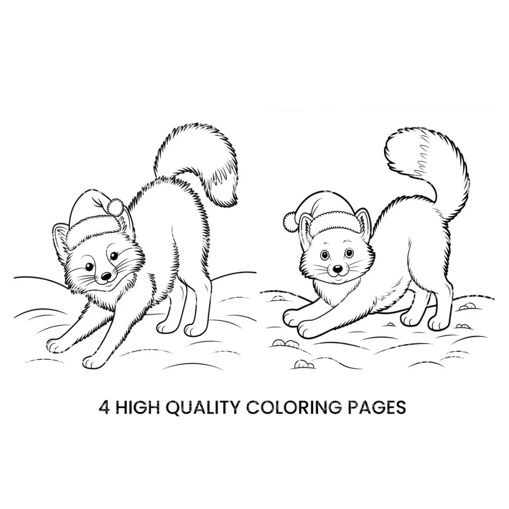 Cute Winter Foxfor Kids Coloring Books