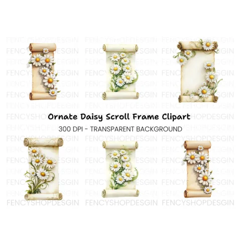 Floral Scroll Border Clipart Bundle