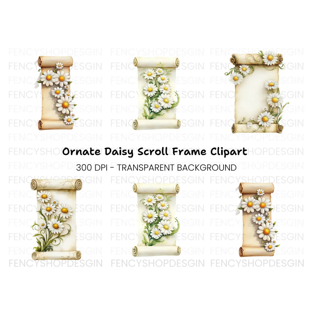 Floral Scroll Border Clipart Bundle
