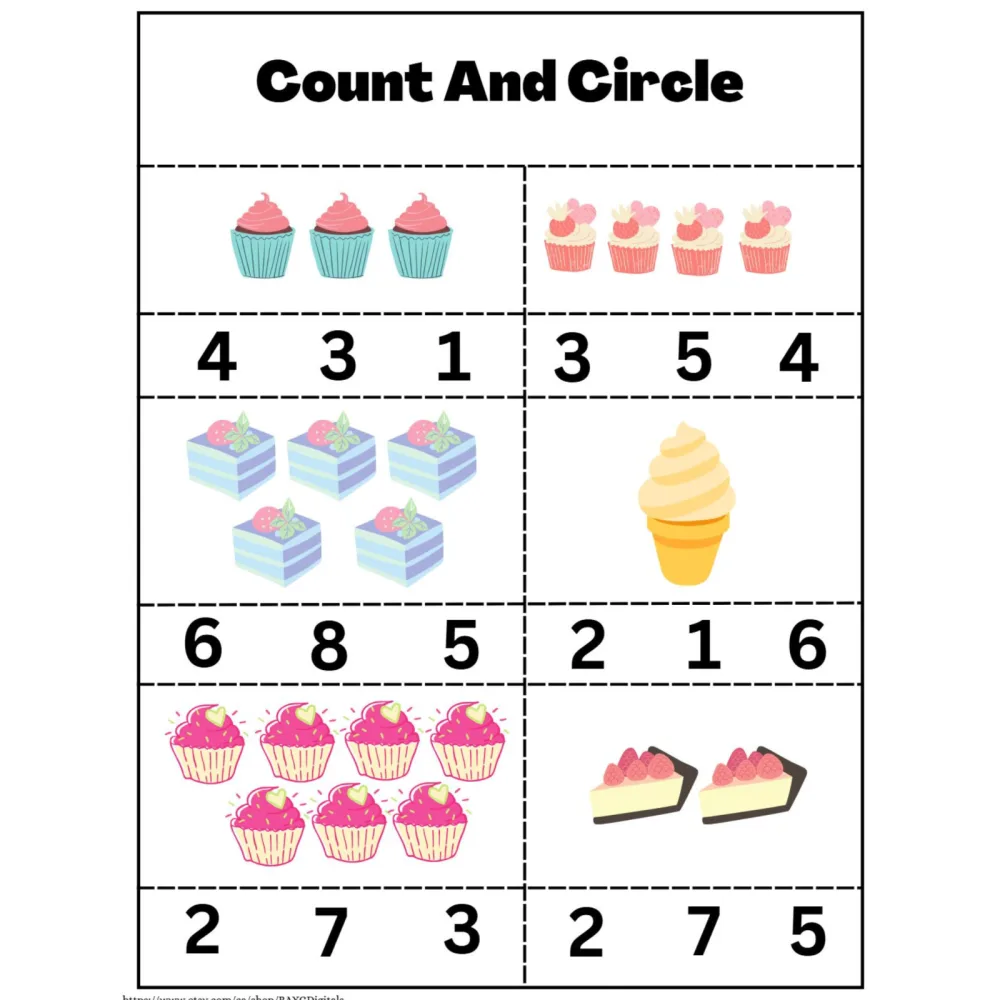Count and Circle Number Worksheets