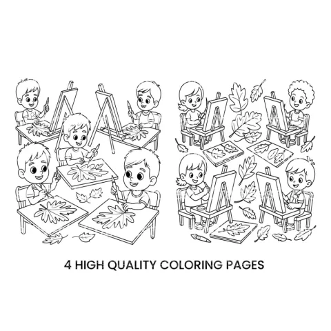 Kids Autumn Leaf Class Coloring Books
