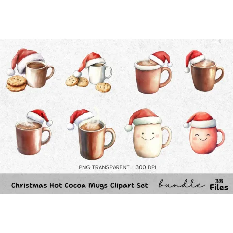 Festive Laptop with Christmas Lights Clipart Bundle