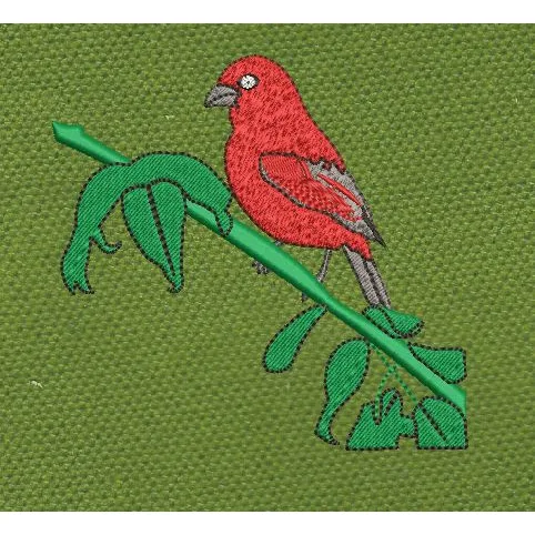 Red Cardinal Green Branch Embroidery Design