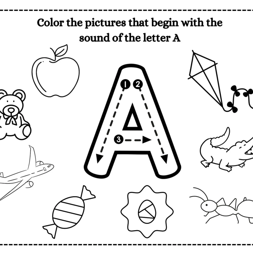 Beginning Sounds Alphabet Coloring Worksheets