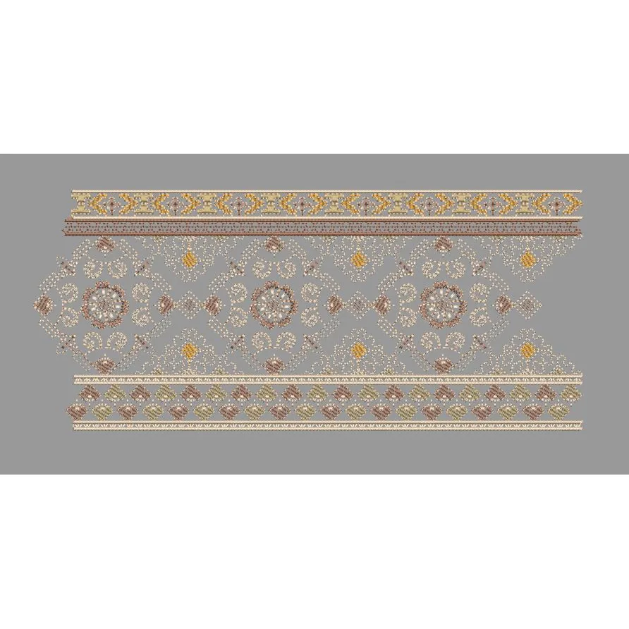 Geometric Lattice Damask Trim Embroidery Design