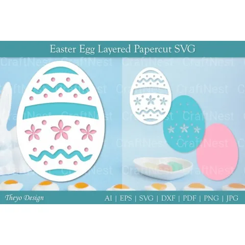 Easter Egg Layered Papercut SVG Bundle