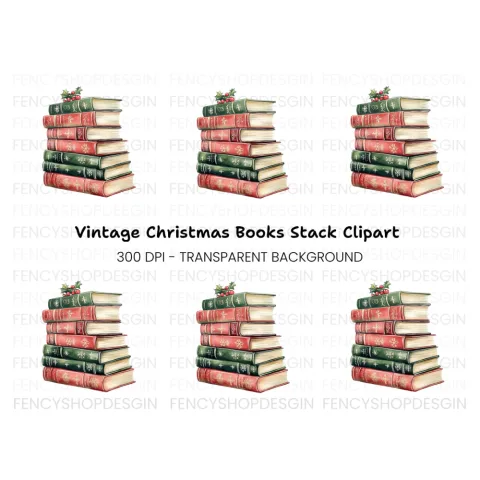 Holiday Book Stack Clipart Bundle