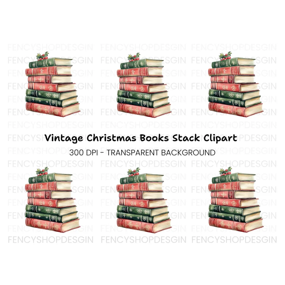 Holiday Book Stack Clipart Bundle
