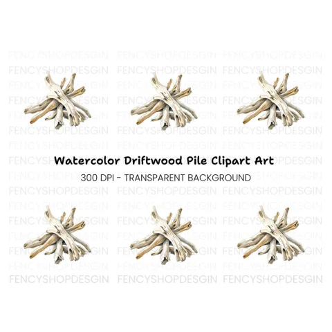 Driftwood Stack Clipart Bundle