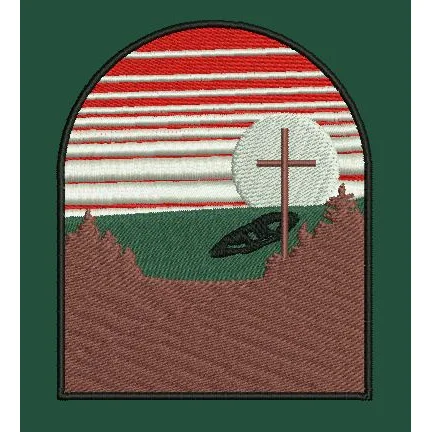 Cross Landscape Scene Embroidery Design