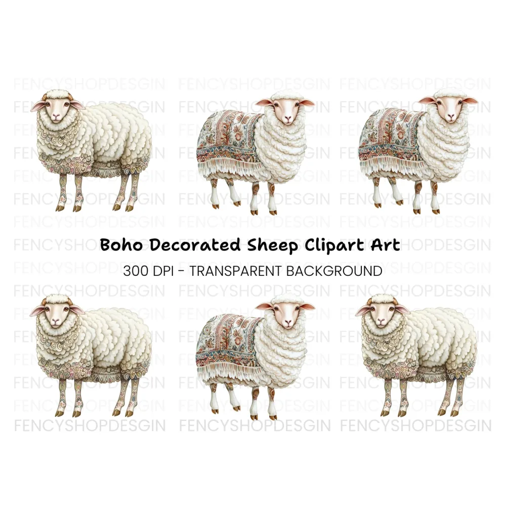 Decorative Sheep Clipart Bundle