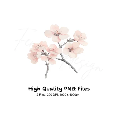 Delicate Cherry Blossom Clipart Bundle