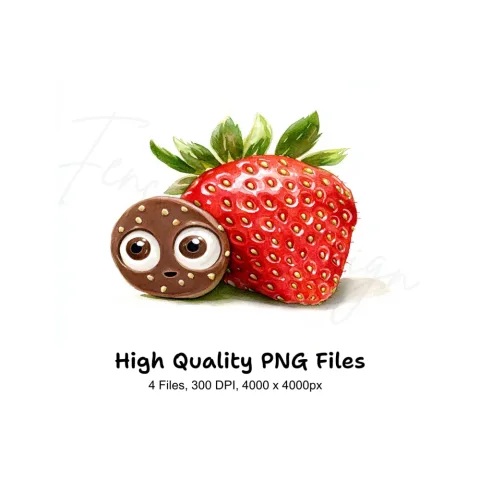 Cute Strawberry Chocolate Clipart Bundle