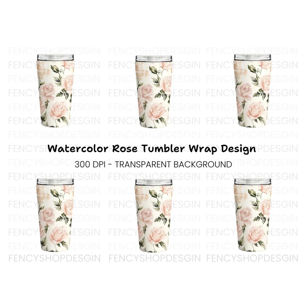 Elegant Rose Tumbler Clipart Bundle