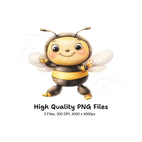 Cute Baby Bee Clipart Bundle