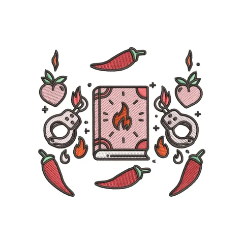 Hot Book Embroidery Design