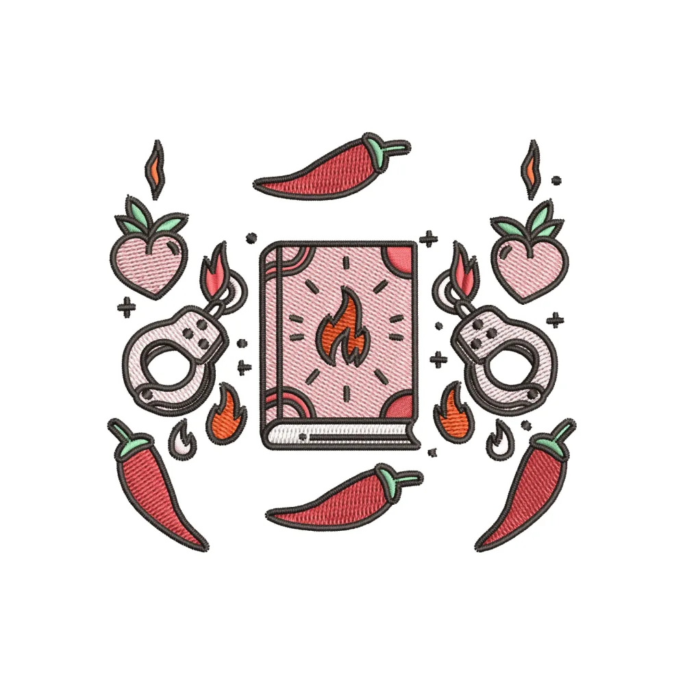 Hot Book Embroidery Design
